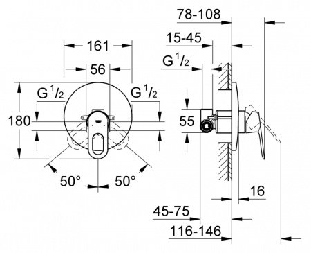 Смеситель для душа Grohe BauLoop 29080000 хром