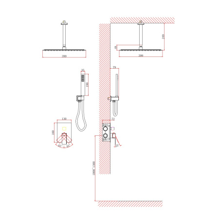 Душевая система встраиваемая D&K Bayern.Liszt DA1515805A19, черный