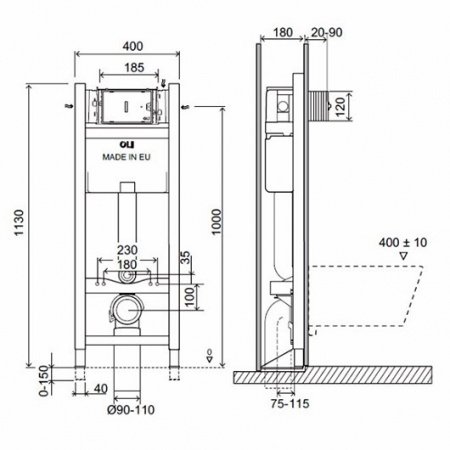 Инсталляция для подвесных унитазов OLI EXPERT EVO/SPEED 014091