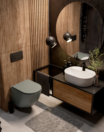 Унитаз подвесной безободковый AQUAme AQM2002MGR серый матовый, с сиденьем микролифт