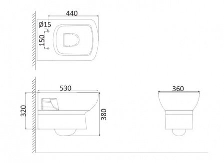 Унитаз подвесной Creo Ceramique Tours TO1100N+TO1001N белый