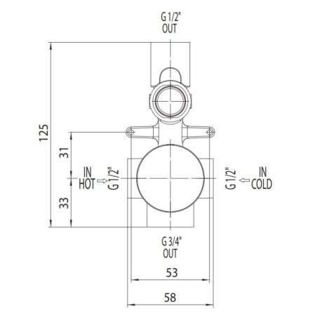 Скрытая часть для механического смесителя на 2 потребителя Bossini Z00005000
