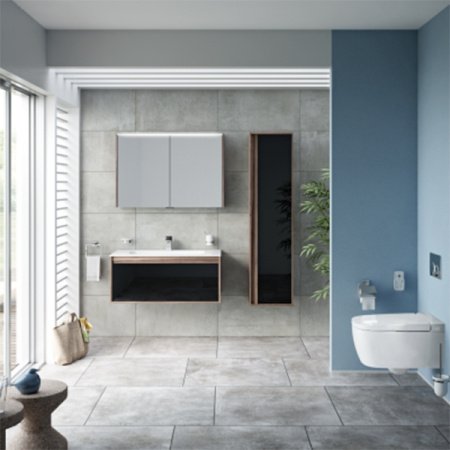 Шкаф-пенал Vitra Metropole 40 подвесной L Сливовое дерево Черный