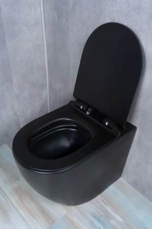 Унитаз приставной безободковый GID TRS-269BM с сиденьем микролифт, черный матовый