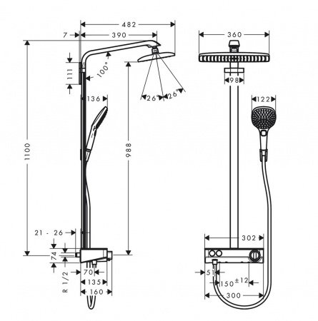 Душевая стойка Hansgrohe Raindance Select E 27288000 хром