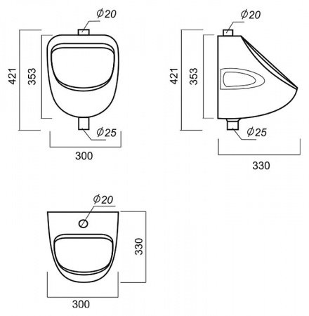 Писсуар Sanita Орион ORISAUR01 белый с внешним подводом воды