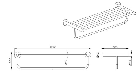 Полка для полотенец 60см Aquatek Вега AQ4015CR хром