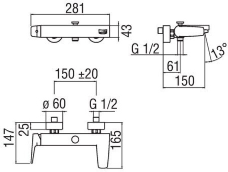 Смеситель для ванны Nobili Nobi NB84110/1CR Хром