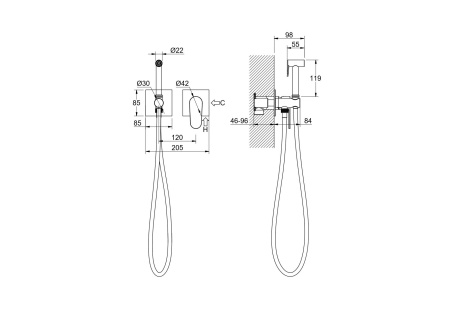Гигиенический душ со смесителем Aquatek Оберон AQ1220CR хром