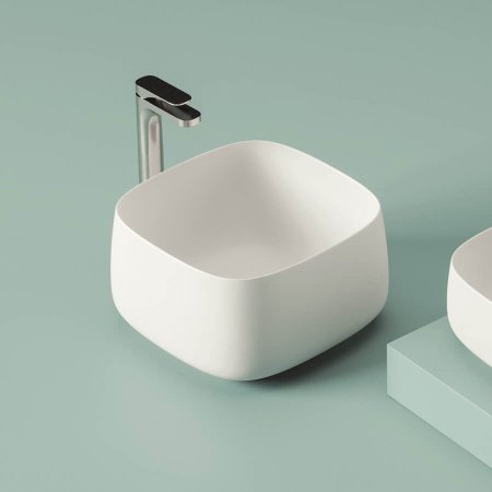 Раковина накладная 43см ArtCeram Cognac Quadro COL006 белый