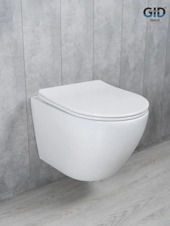 Унитаз подвесной безободковый GID Tr2122TF белый с сиденьем микролифт