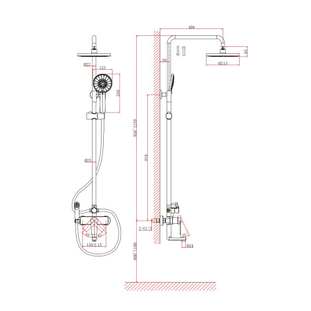 Душевая система с гигиеническим душем D&K Bayern.Fürth DA1524705B18, черный