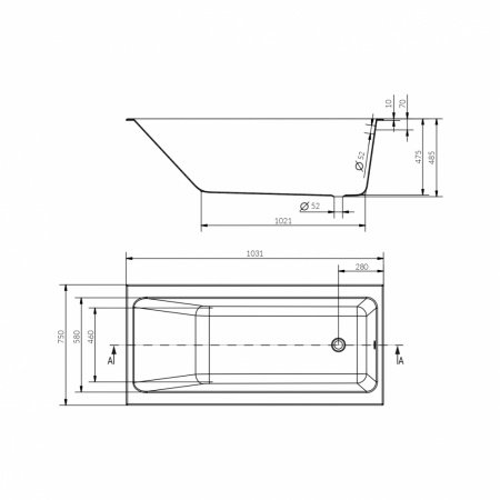 Ванна прямоугольная Cersanit CREA 160x75