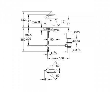Смеситель для раковины Grohe Bauedge 23329000 хром