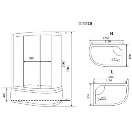 Душевая кабина Timo Comfort T-8820 R C 120x85x220 профиль хром глянцевый, стекло прозрачное