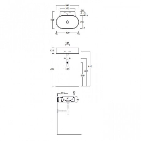 Раковина Simas Flow FL 17 без отверстия под смеситель