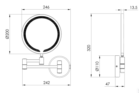 Косметическое зеркало с подсветкой и 3-ех кратным увеличением Benesque Lumiere 70011106 бронза брашированная