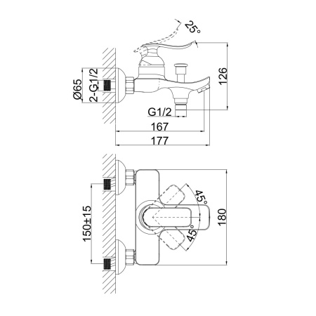 Смеситель для ванны D&K Bayern DA1233201, хром