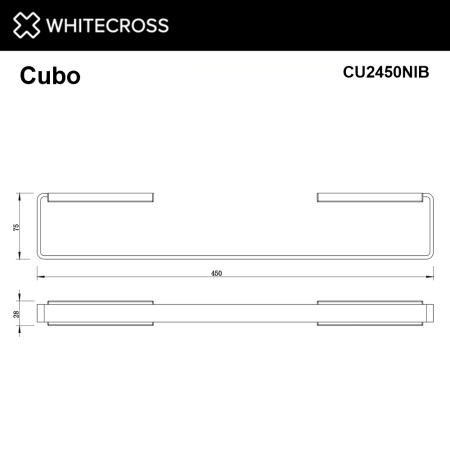Полотенцедержатель 450 мм. WHITECROSS Cubo CU2450NIB (брашированный никель)
