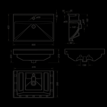 Раковина встраиваемая сверху 60см Sanita Luxe Fest FST60SLWB01 белый