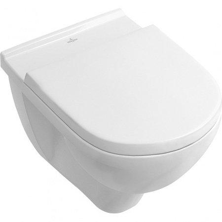 Унитаз подвесной безободковый Villeroy&Boch O NOVO 5660HRR1 белый Ceramicplus, с сиденьем микролифт