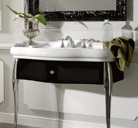 Тумба под раковину Kerasan Retro 7363 К3 черная глянцевая