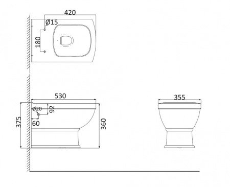 Унитаз подвесной Creo Ceramique Orleans OR1100+OR1001 белый
