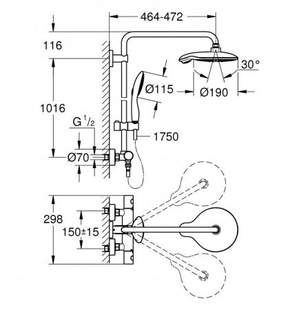 Душевая стойка Grohe Power&Soul Cosmopolitan 26186000 хром