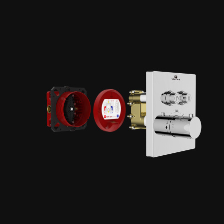 Душевой комплект Vincea Inspire VSFW-3I21T1RCH встраиваемый, термостатический, 2 режима, хром