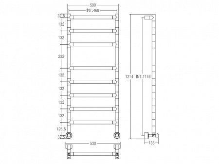 Полотенцесушитель водяной Margaroli Sereno 4844708CRN 121.4х53 хром