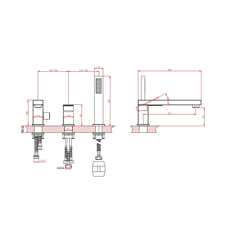 Смеситель на борт ванны D&K Bayern.Liszt DA1514905, черный