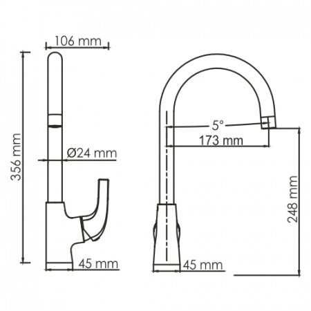 Смеситель для кухни WasserKraft Sauer 7107 золото
