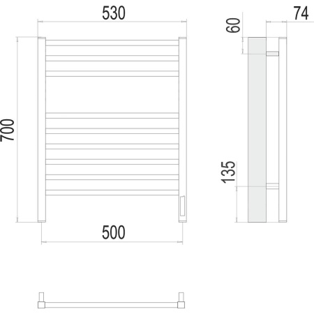 Полотенцесушитель электрический Terminus Ватикан П9 50х70