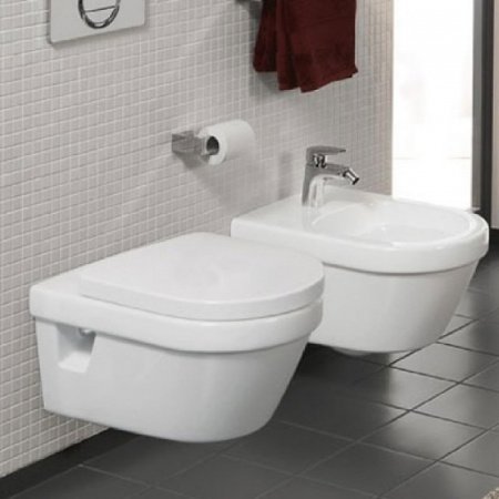 Унитаз подвесной безободковый Villeroy & Boch Architectura 5684HRR1 с сиденьем микролифт, покрытие CeramicPlus