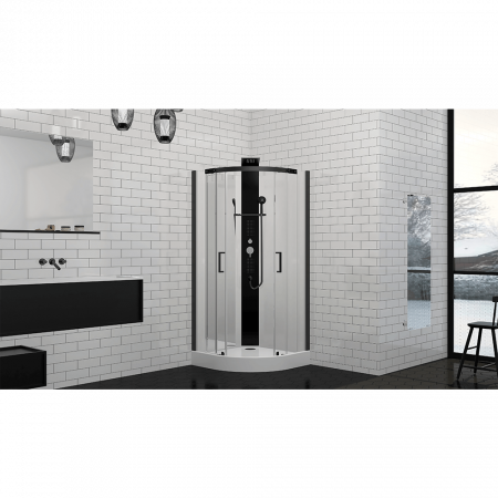 Душевая кабина Black&White G8701 90x90x217 профиль черный матовый, стекло прозрачное