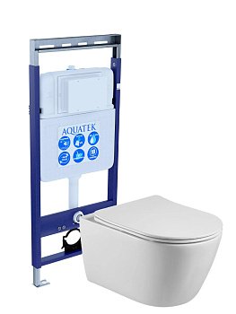Set AQUATEK БЕТТА (рама  INS-0000010  Easy Fix 50+звукоизоляционная прокладка+унитаз БЕТТА AQ1253W-00+тонкое сиденье с механизмом плавного закрывания)