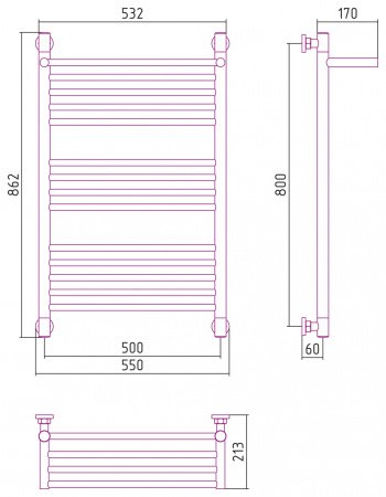 Полотенцесушитель водяной Сунержа Богема с полкой+ 80х50 золото матовое