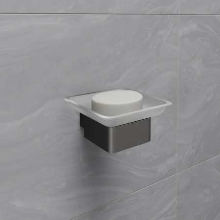 Мыльница Lemark SMOOTH LINE 9746018 с держателем, графит