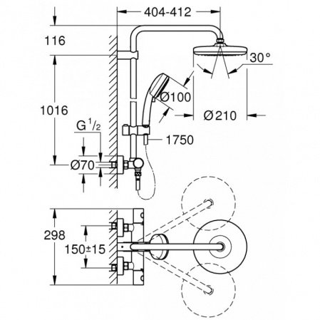 Душевая стойка Grohe Tempesta Cosmopolitan System 27922001 хром