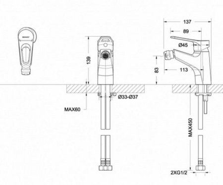 Смеситель для раковины Bravat Vega F1119177CP хром