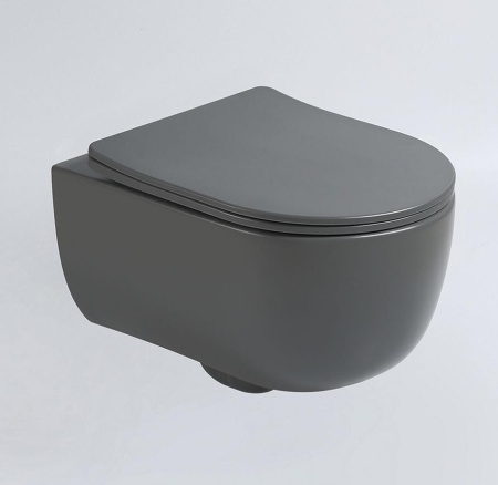 Унитаз подвесной безободковый Vincea Evo VT1-34SMA антрацит матовый, с сиденьем микролифт