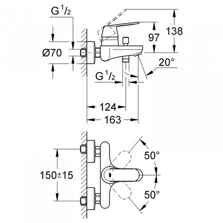 Смеситель для ванны Grohe Eurosmart Cosmopolitan 32831000 хром