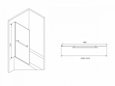 Шторка на ванну ABBER Immer Offen AG70100B