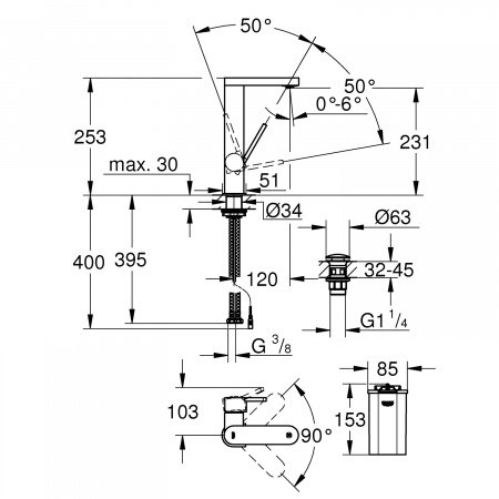 Смеситель для раковины Grohe Plus 23959003 хром