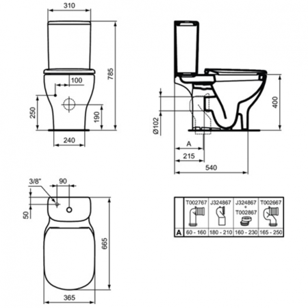 Бачок для унитаза Silk White (матовый белый) Ideal Standard TESI SILK WHITE T3568V1 AquaBlade®