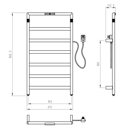 Полотенцесушитель электрический WONZON & WOGHAND KÖLN, Брашированный никель (WW-A6016-BR)
