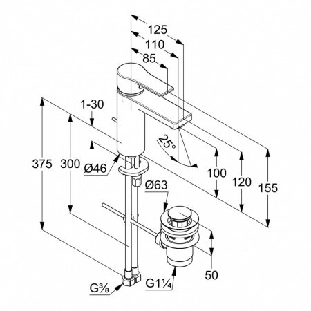 Смеситель для раковины Kludi Zenta SL 482900565 хром