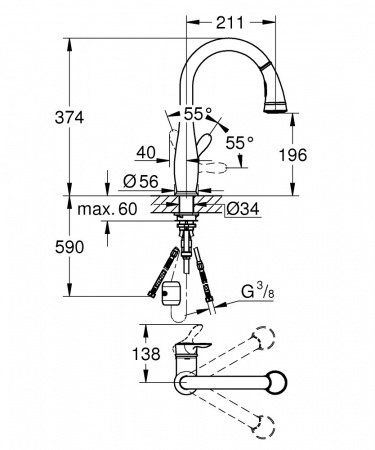 Смеситель для кухни Grohe Parkfield 30215001 хром