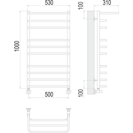 Полотенцесушитель водяной с полкой Terminus Арктур П10 50х100