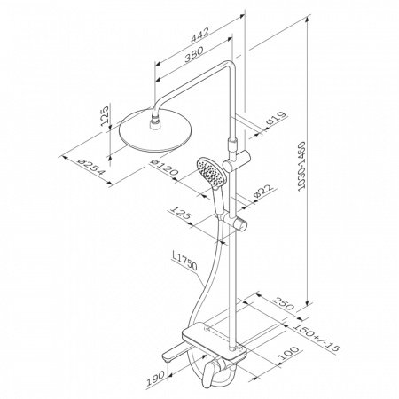 Душевая стойка Am.Pm Like F0780700 хром